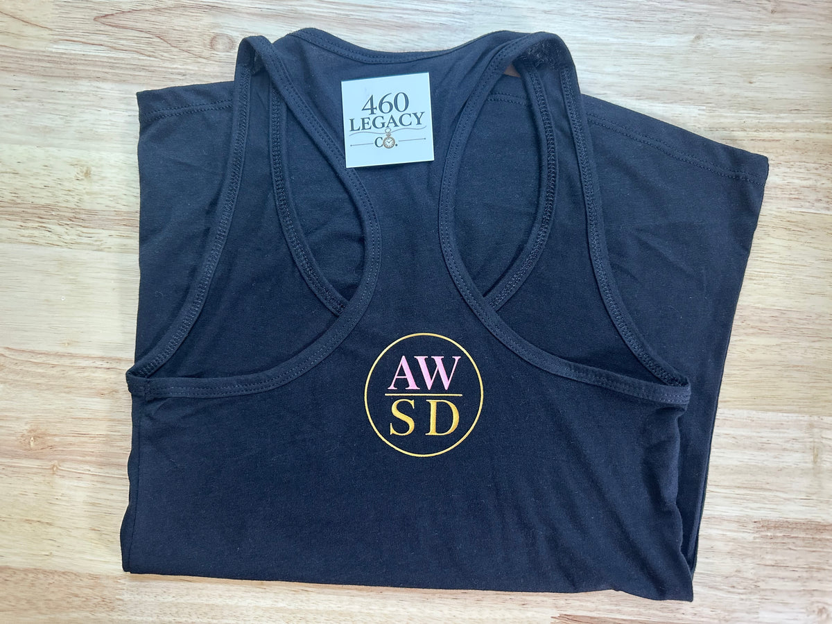 AWSD Circle Logo - Black Razor-back Tank Top