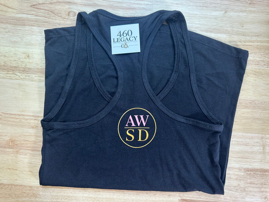 AWSD Circle Logo - Black Razor-back Tank Top